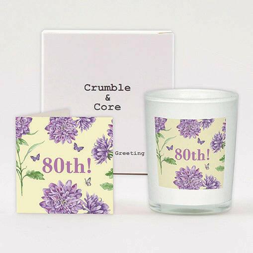 80th Birthday Gift Set Card and Candle Combo - Perfect for Celebrating - Crumble and Core