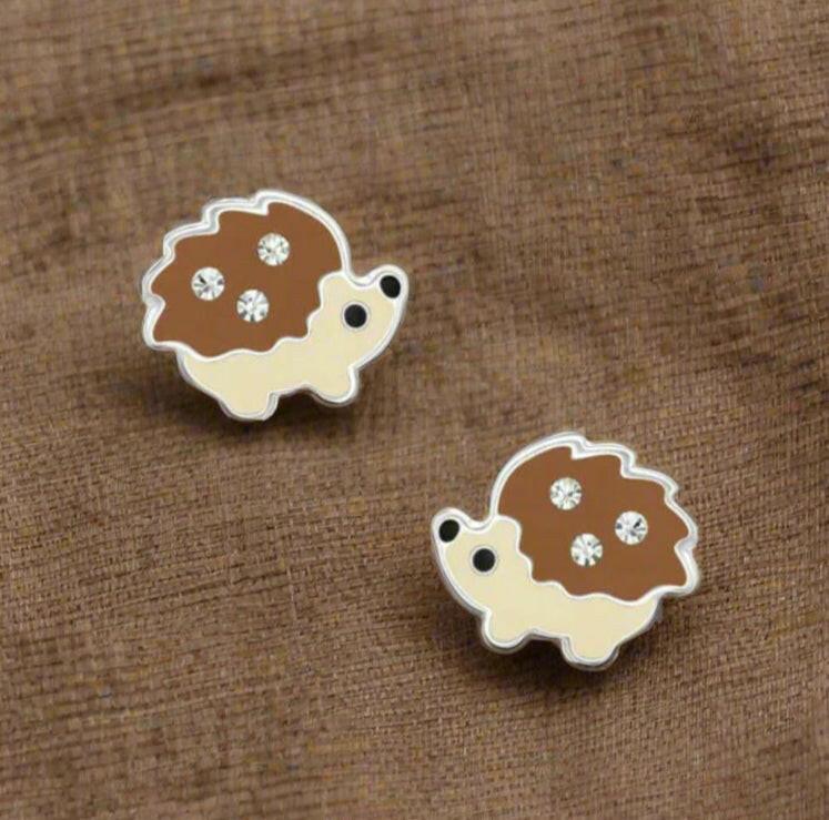 Hedgehog Silver Stud Earrings - Unique Animal Jewellery for Women - Crumble and Core