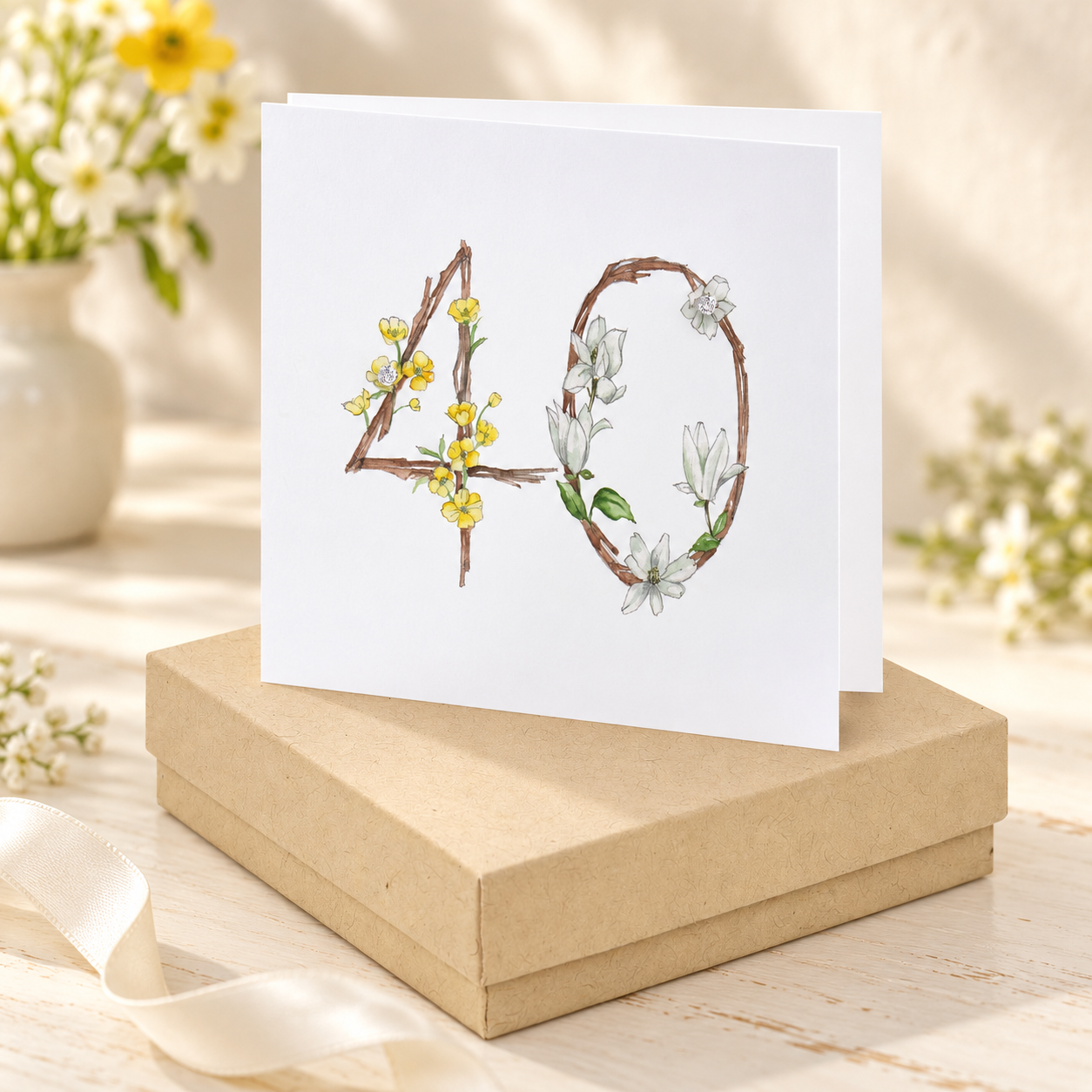 Sterling Silver Stud Earrings - unique 40th Birthday Card - Elegant Boxed Gift