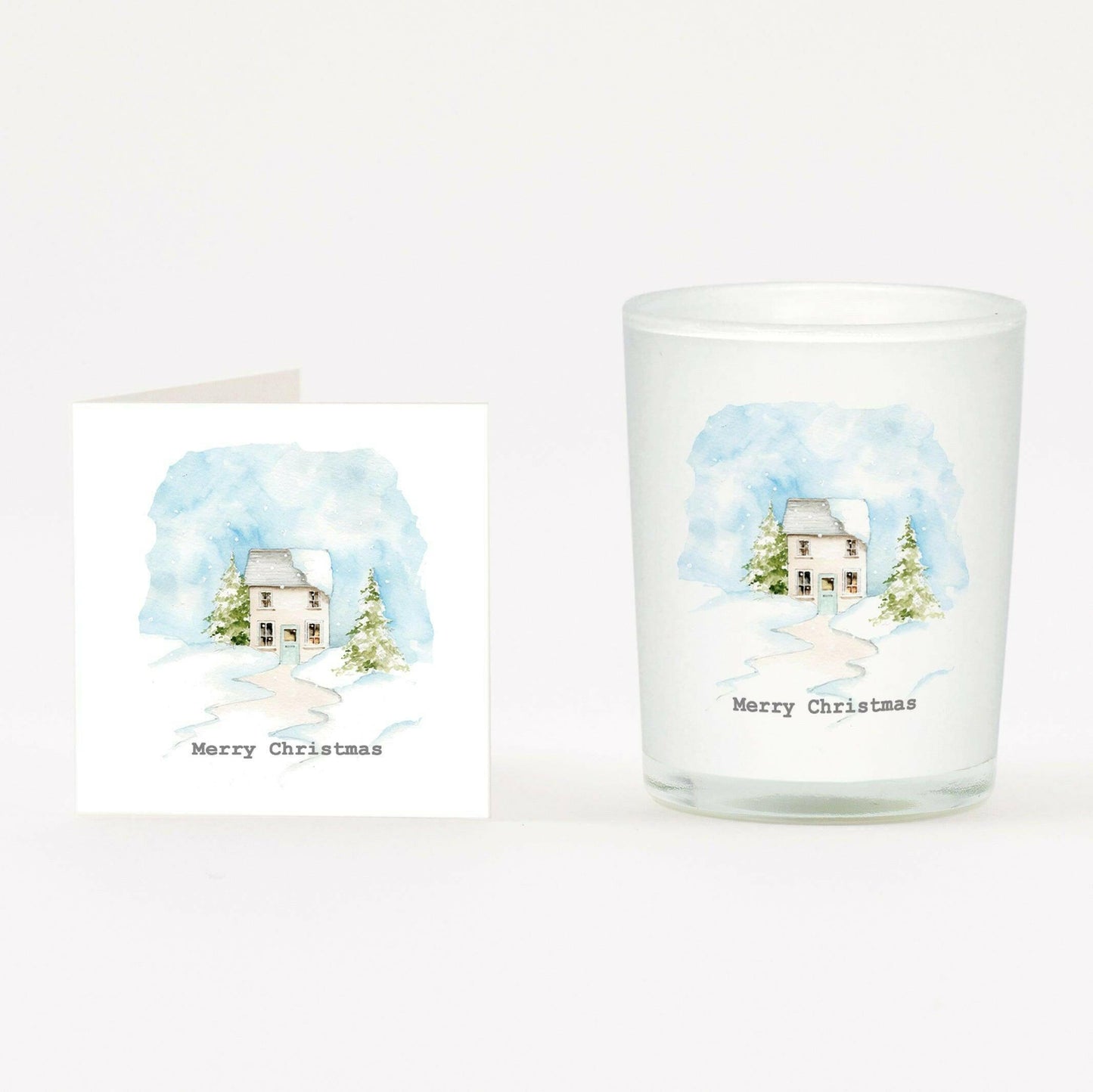 Christmas House Candle Card Box - Festive Gift Set - Crumble and Core