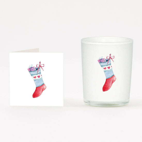 Christmas Stocking Set Candle and Card Perfect for the Holidays - Crumble and Core