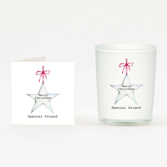 Christmas Star Friend Boxed Candle Card - Thoughtful Holiday Gift - Crumble and Core