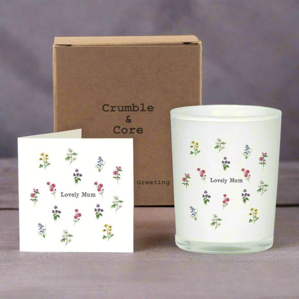 Floral Mum Candle and Card The Perfect Gift for Mum - Boxed Set - Crumble and Core