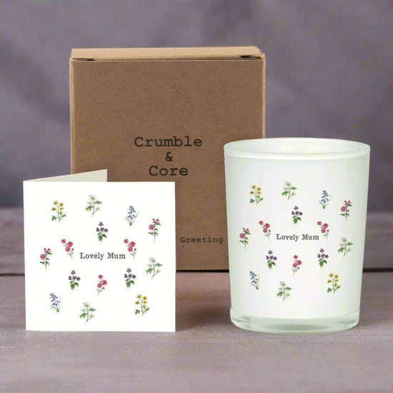 Floral Mum Candle and Card The Perfect Gift for Mum - Boxed Set - Crumble and Core
