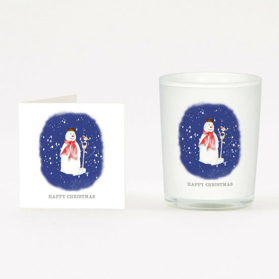 Snowman Candle Card Festive Holiday Gift Set for Loved Ones - Crumble and Core