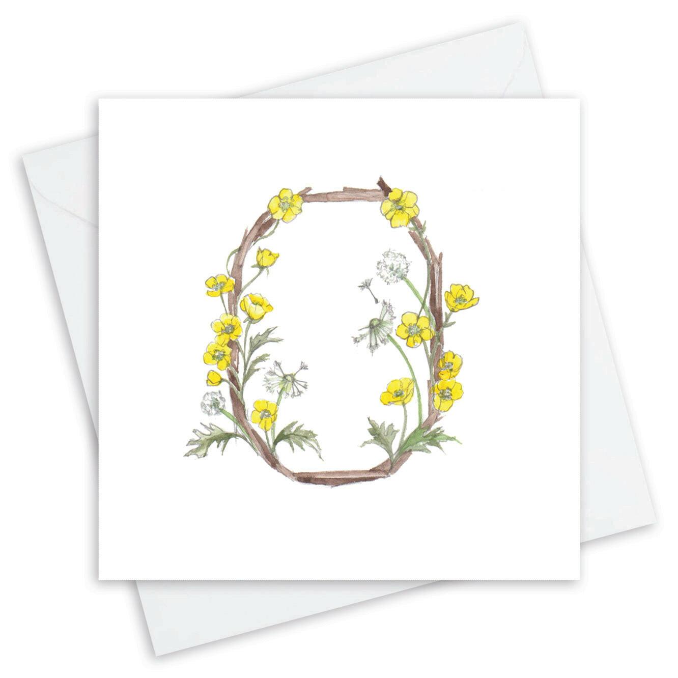 Floral Letter Alphabet Design Card O Letter Card - Handcrafted Alphabet Design for Invitations and Gifts - Perfect Card for Names beginning with O - All Occasions - Crumble and Core