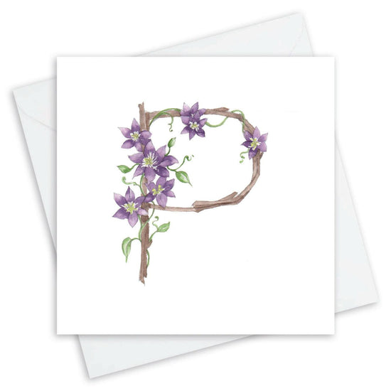 Floral Alphabet Card - P Letter Design - Perfect Gift for All Occasions Floral Alphabet Letter P Card - Perfect for Any Occasion - Handcrafted Alphabet Design for Invitations and Gifts - Perfect Card for Names beginning with P - All Occasions - Crumble and Core