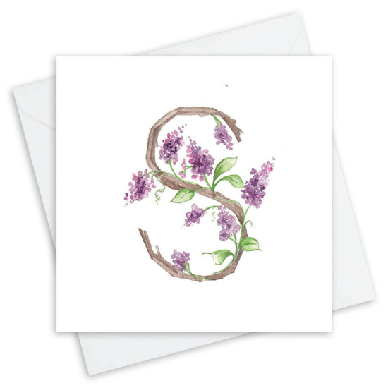 Floral Alphabet Design S Letter Card - Personalized and Handcrafted - Crumble and Core