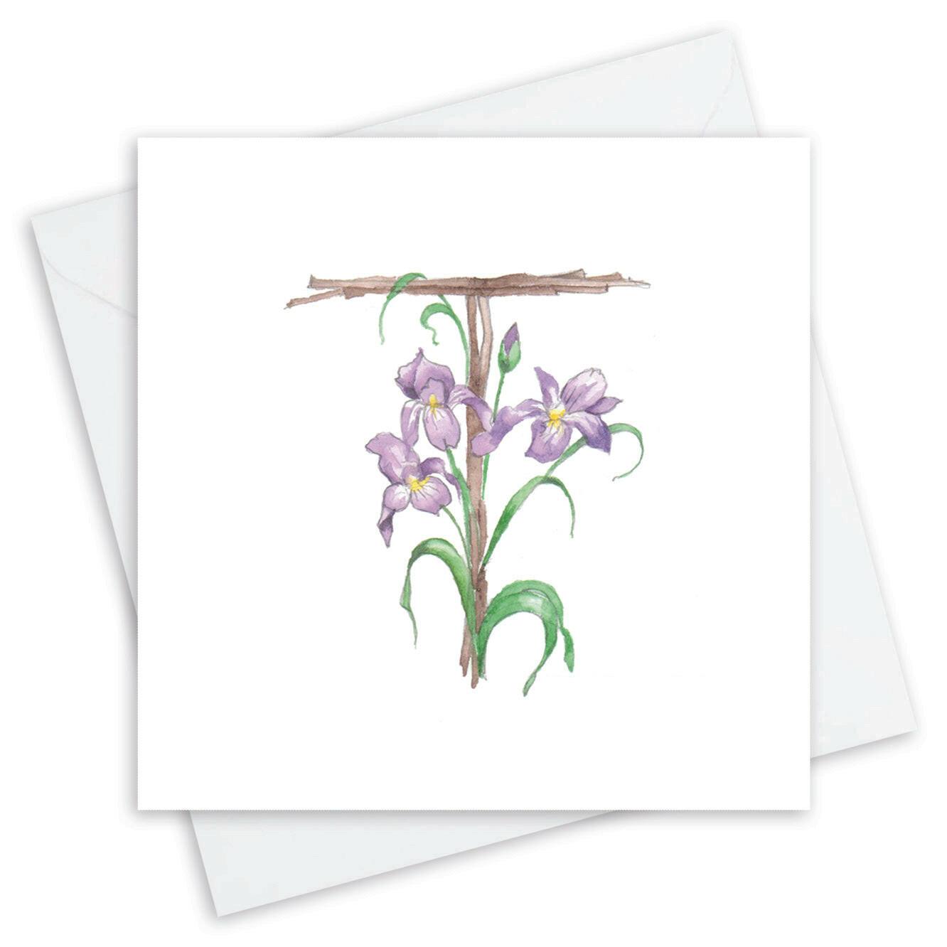 Floral Letter T Alphabet Design Card - Letter T Card - Perfect for Any Occasion - Handcrafted Alphabet Design for Invitations and Gifts - Perfect Card for Names beginning with T - All Occasions - Crumble and Core
