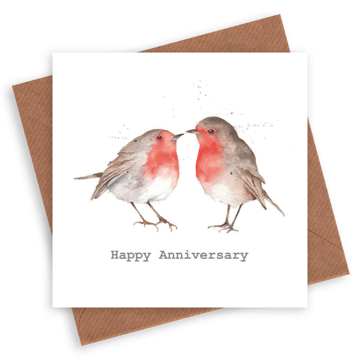Kissing Robins, Anniversary Card - Crumble and Core