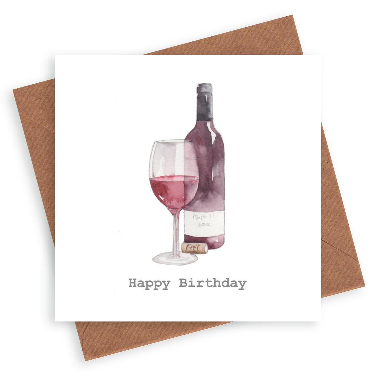 Red Wine Birthday Card - Crumble and Core