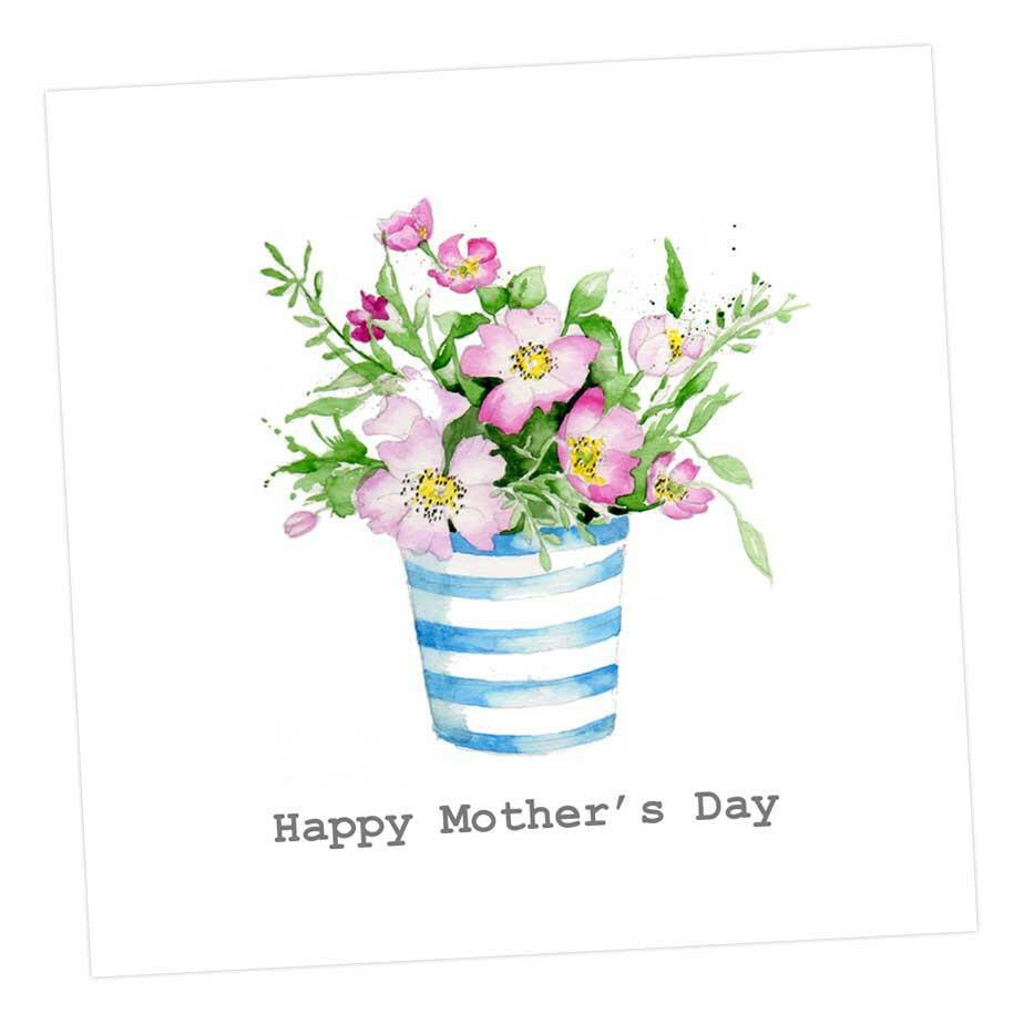 Stripey pot Mother's Day Card - Crumble and Core