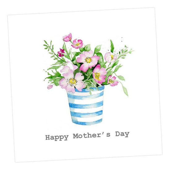 Stripey pot Mother's Day Card - Crumble and Core