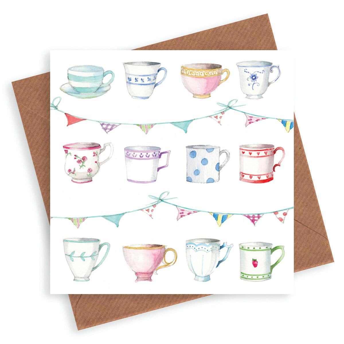 Teacups and Bunting Card - Crumble and Core