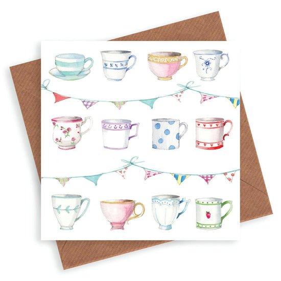 Teacups and Bunting Card - Crumble and Core