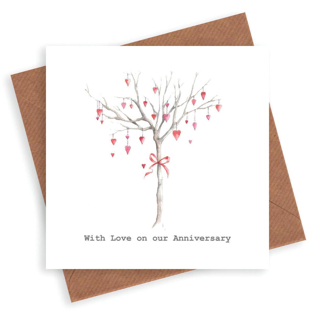 Heart Tree Anniversary Card - Crumble and Core