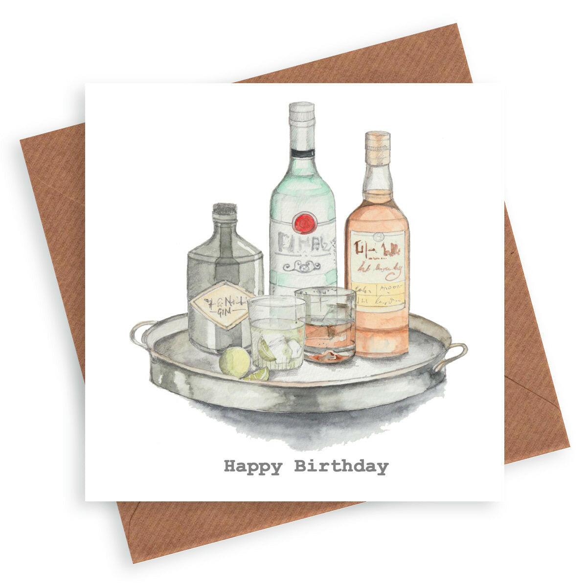 Drinks Tray Birthday Greeting Card - Crumble and Core