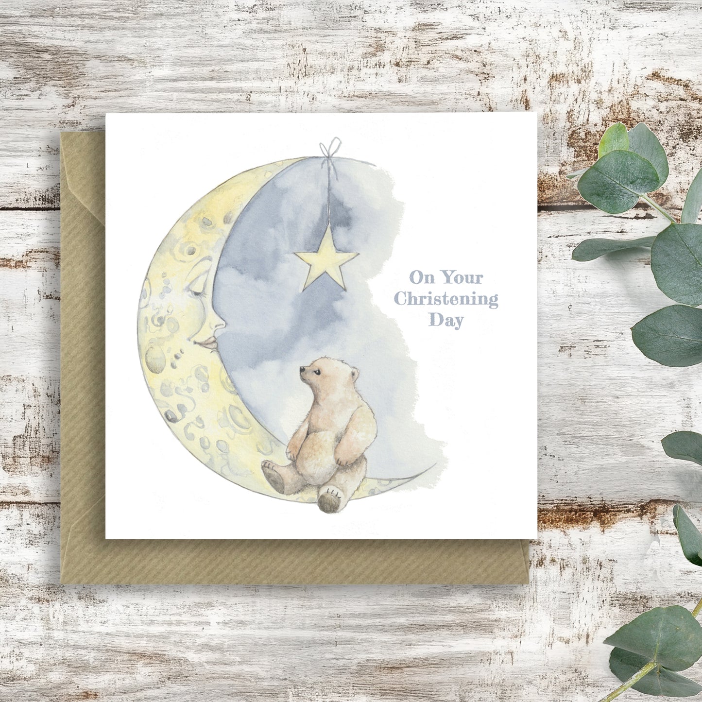 Moon Bear Greeting Card Christening