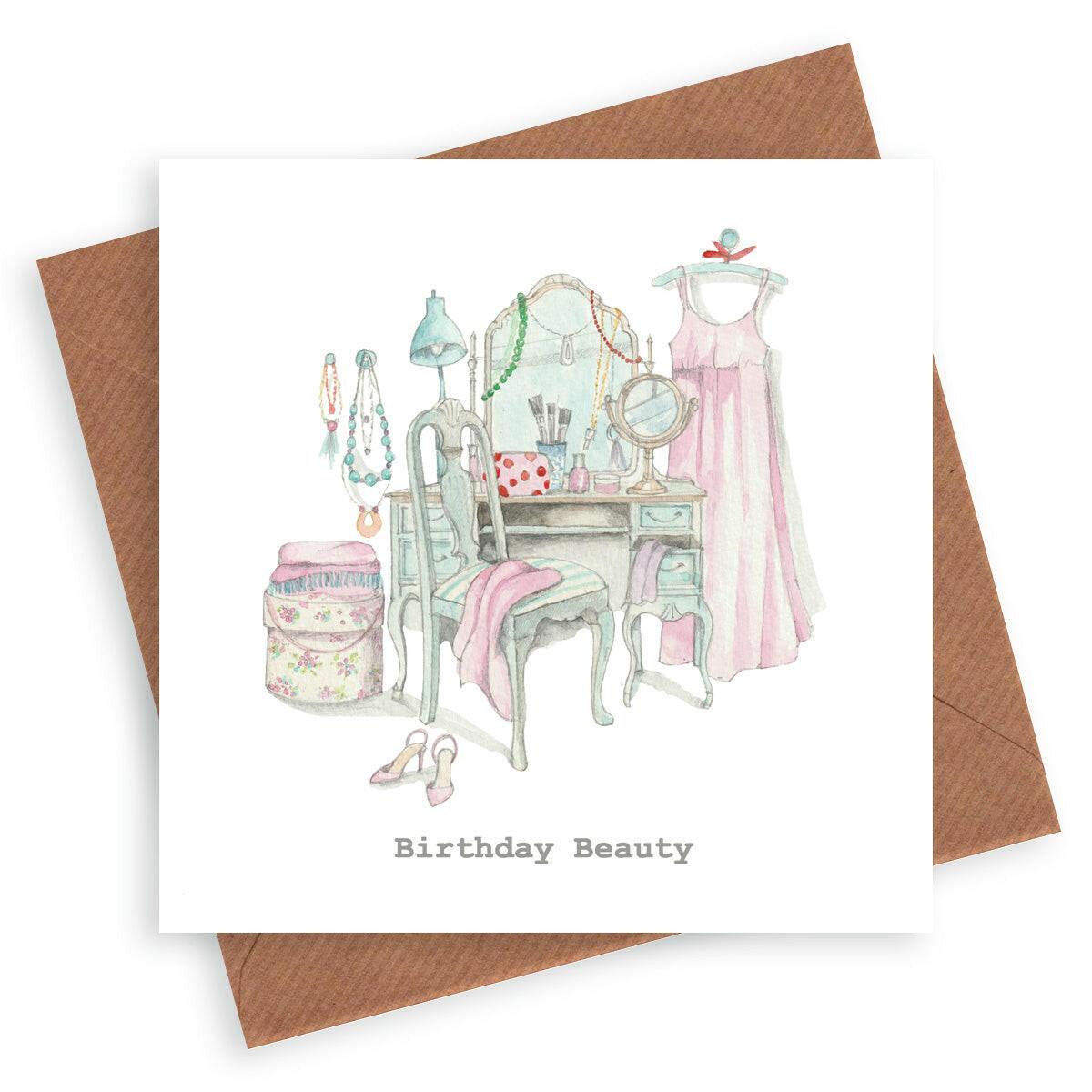 Dressing Table Happy Birthday Greeting Card - Crumble and Core
