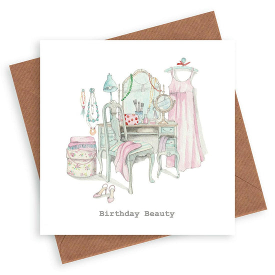 Dressing Table Happy Birthday Greeting Card - Crumble and Core