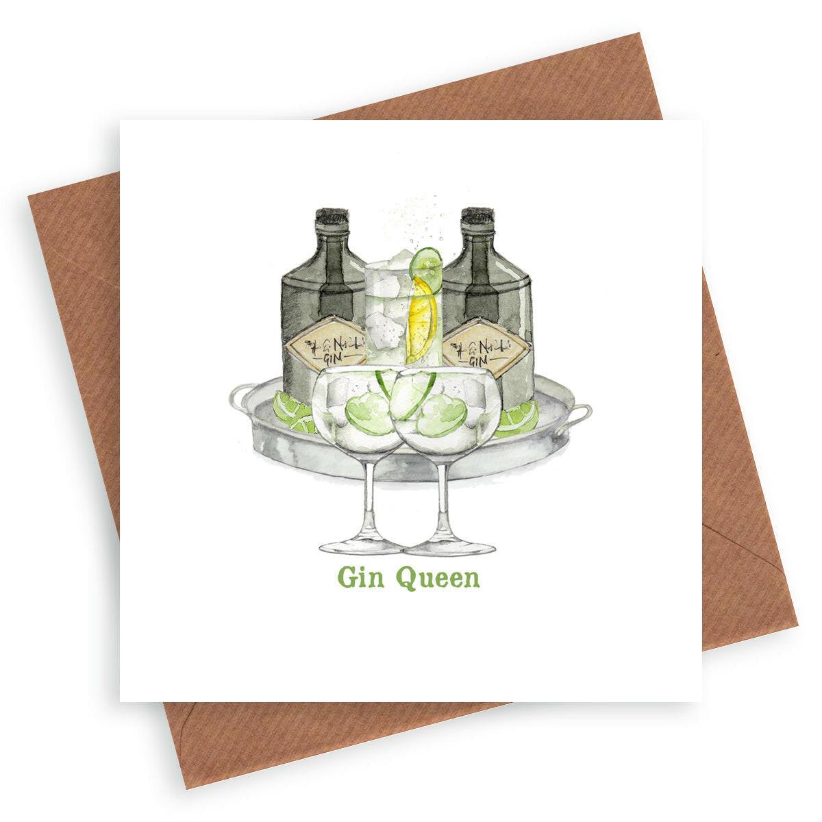 Gin Queen Card - Perfect Gift for Gin Lovers Handcrafted High-Quality Design - Crumble and Core