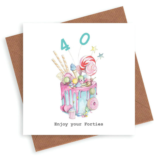 Premium 40th Birthday Card - Hand-Finished Scrumpious Cake Design Perfect for Celebrating Milestone Birthdays - Crumble and Core