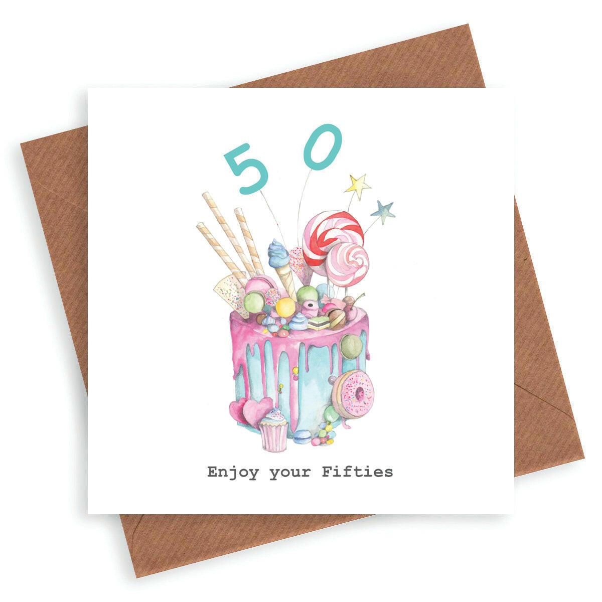 Hand finished Premium Truly Scrumptious Cake 50th Birthday Card - Crumble and Core