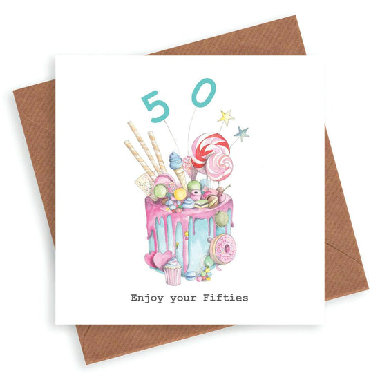 Hand finished Premium Truly Scrumptious Cake 50th Birthday Card - Crumble and Core