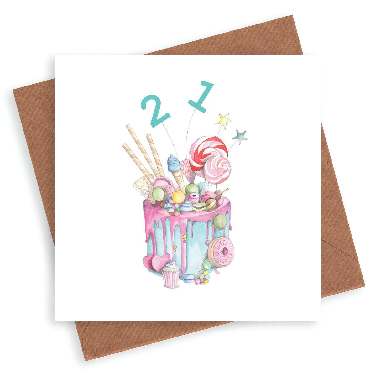 Hand finished Premium Truly Scrumptious Cake 21st Birthday Card - Crumble and Core