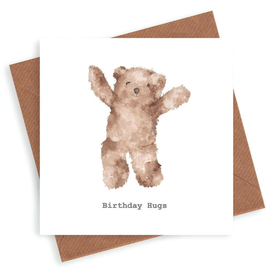 Birthday Hugs Teddy Bear Card - Crumble and Core