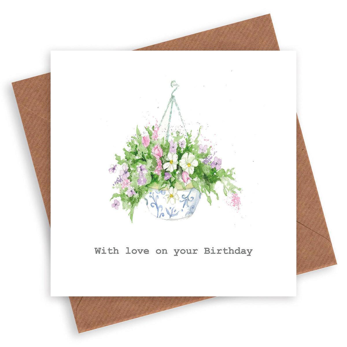Hanging Basket Birthday Card - Crumble and Core