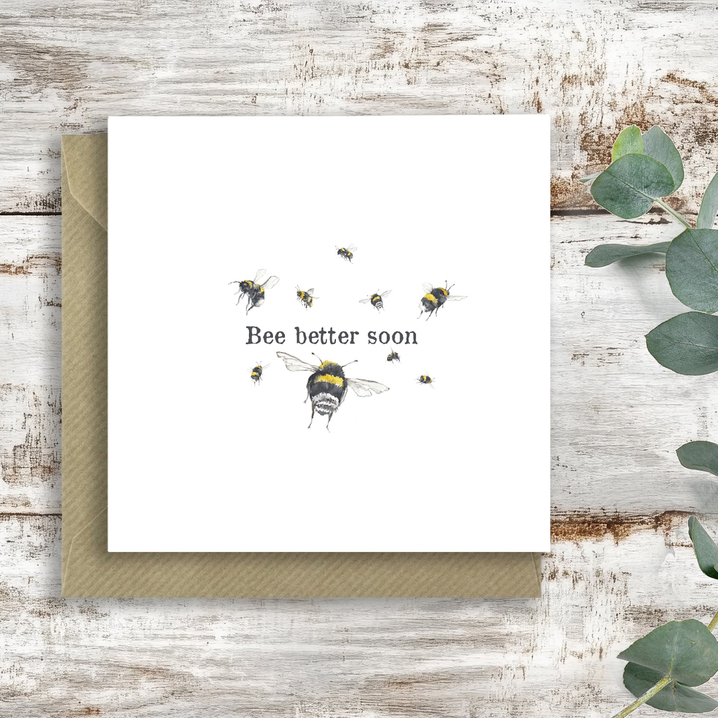 Bee Better Soon Card – Luxury Watercolour Greeting Card With Kraft Envelope