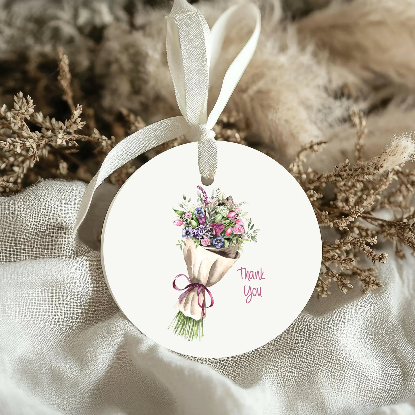 Ceramic Hanging Decoration - Keepsake Floral Bouquet Thank You Gift