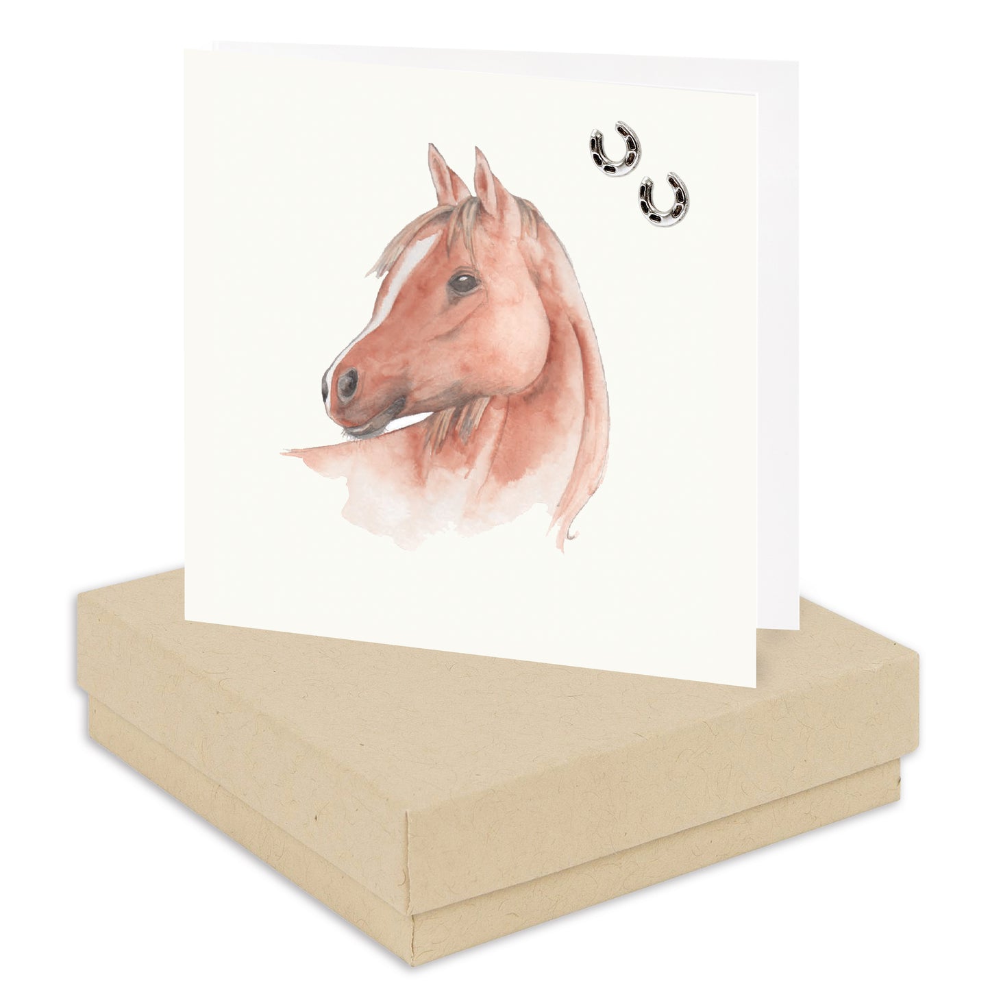 Tarjeta de pendiente de caballo en caja