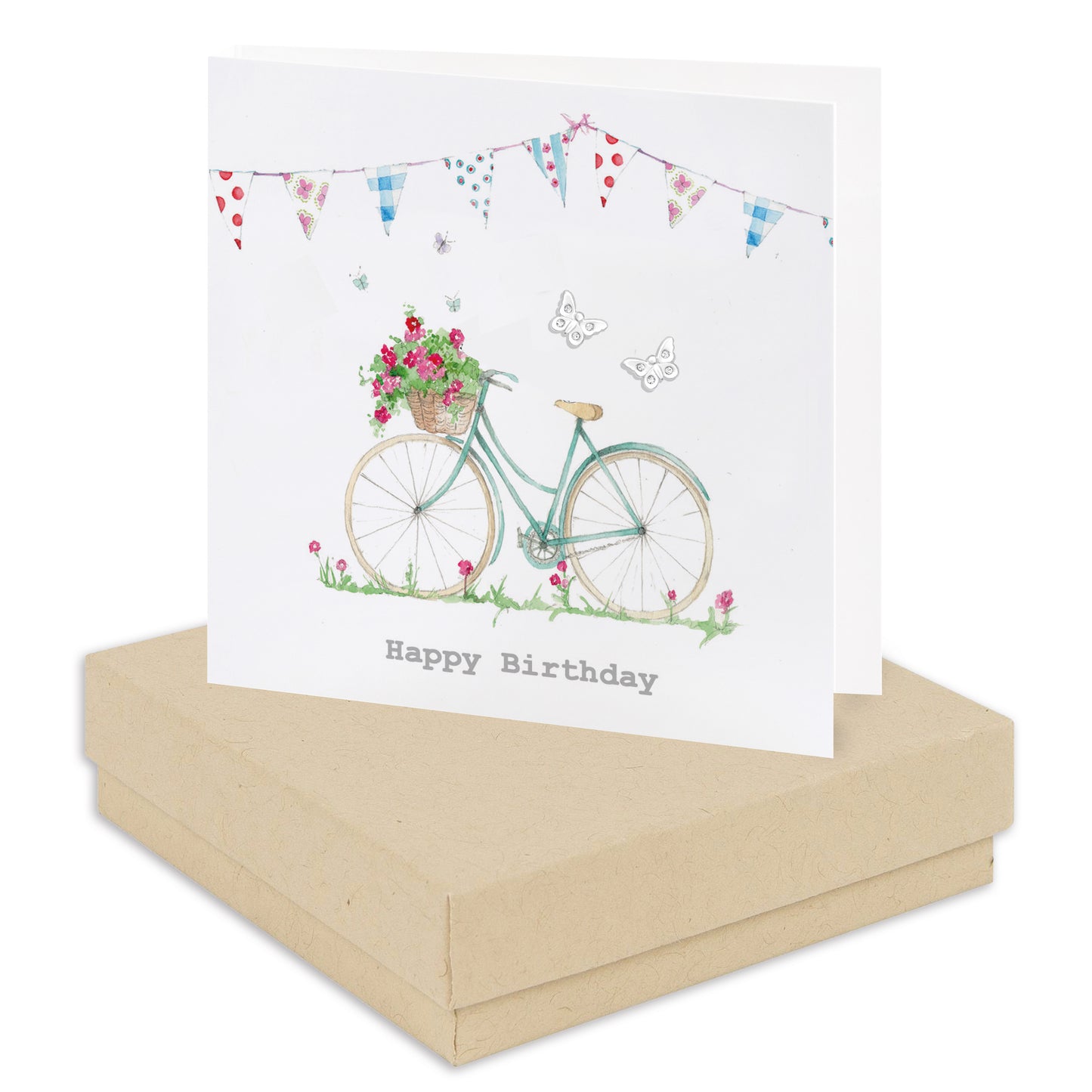 Biglietto di auguri per bicicletta di buon compleanno in scatola