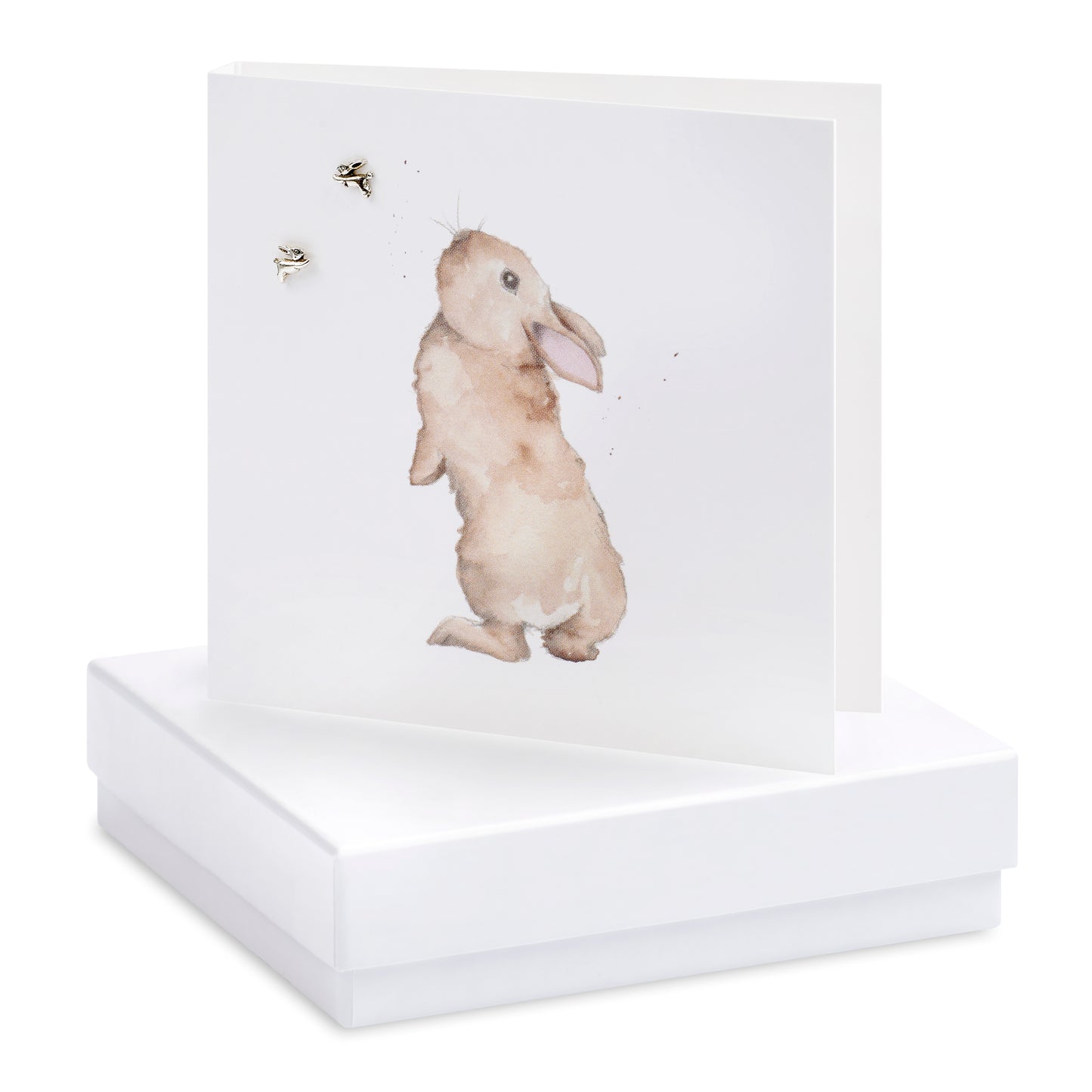 Crumble and Core Bunny Rabbit Boxed Silver Earrings and Card