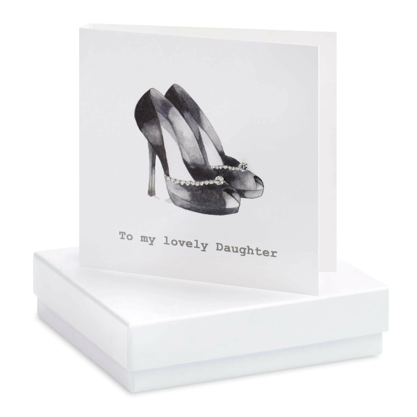 Sterling Silver Crystal Stud Earrings - Elegant Gift for Daughter - Party Shoe Design on Card - Crumble and Core