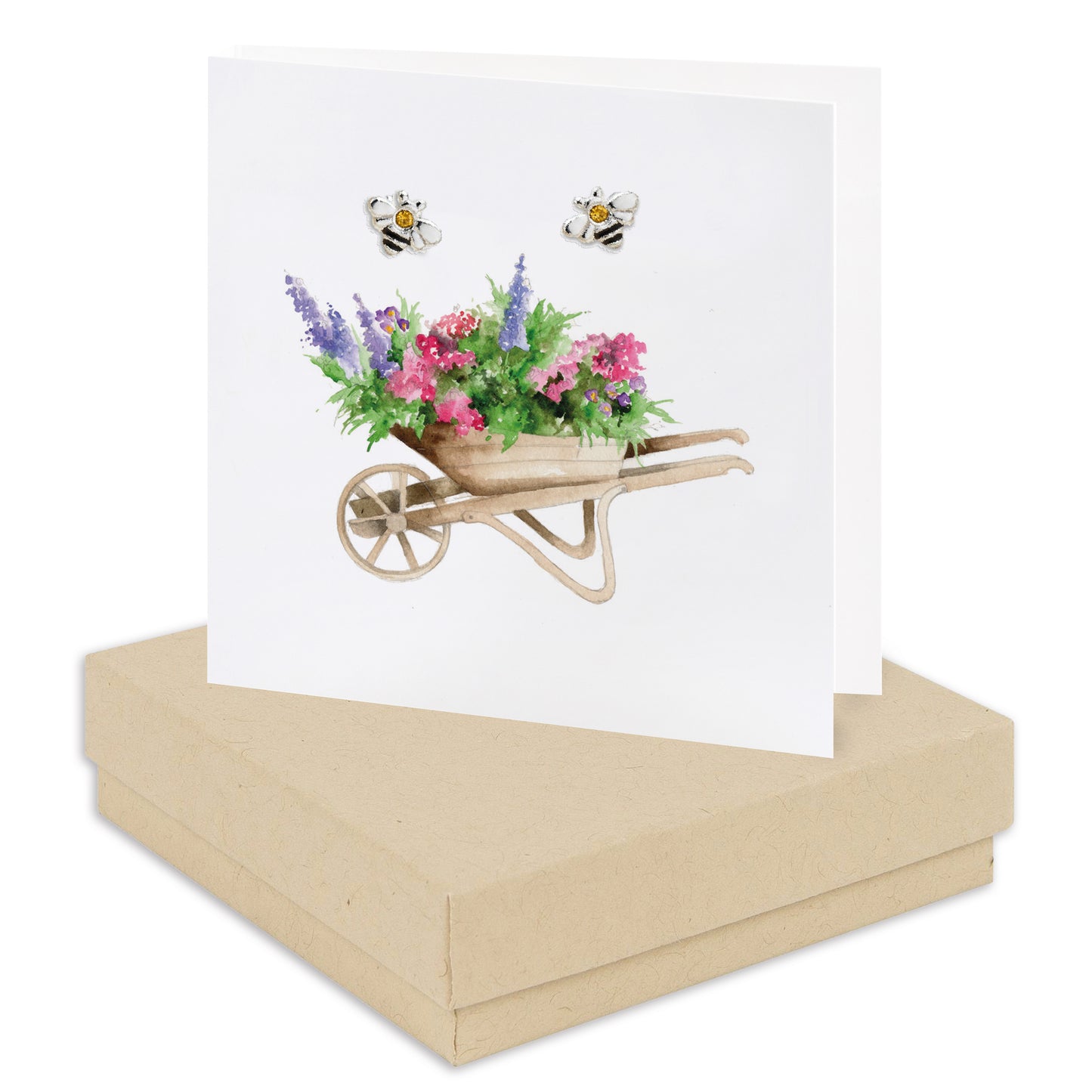 Sterling Silver Bee Earrings – Hand Finished Silver Studs With Floral Gift Box