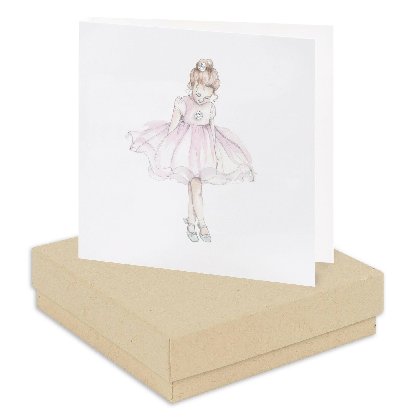 Sterling Silver Crystal Stud Earrings on Ballerina Card - Elegant Gift Boxed for Any Occasion - Crumble and Core