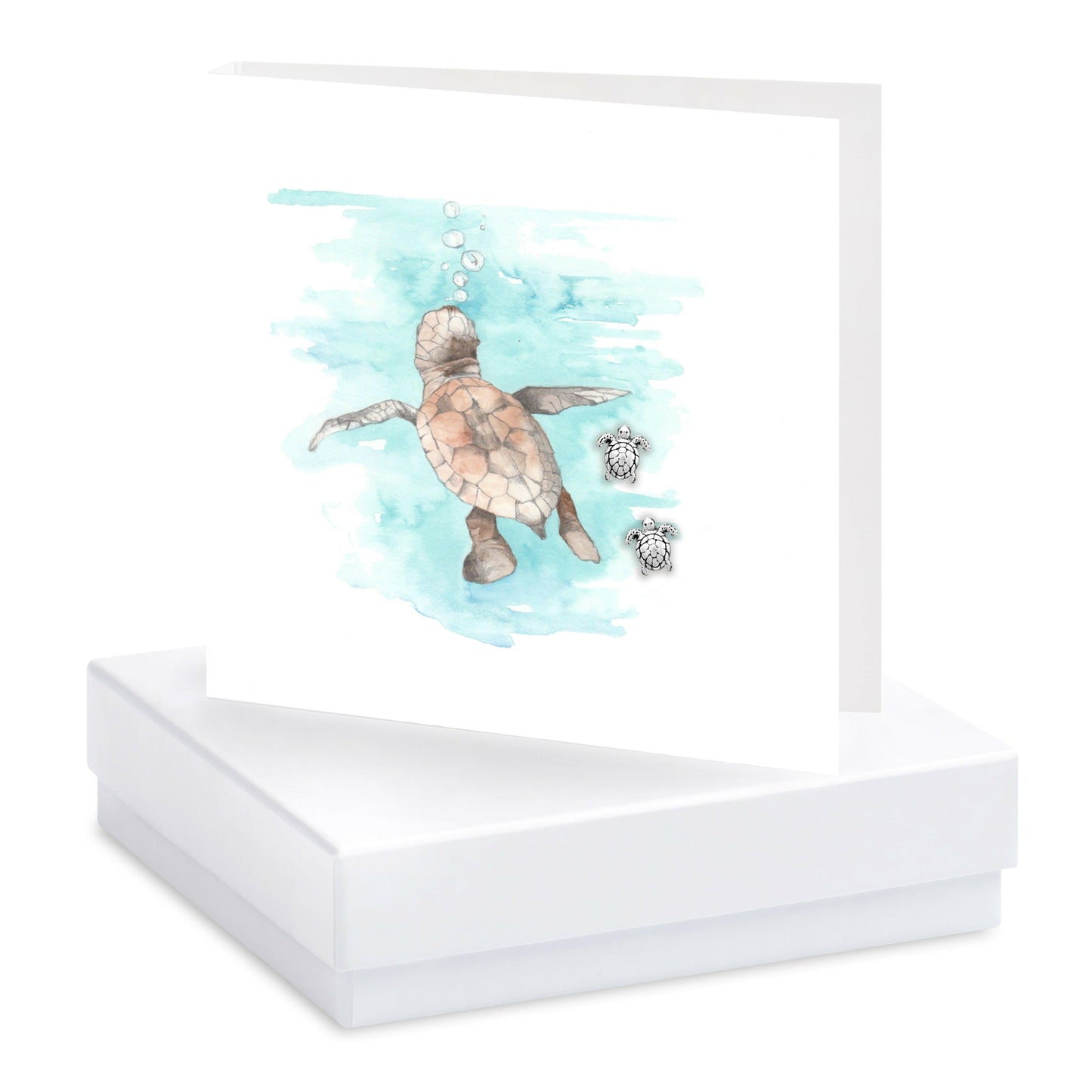 Sterling Silver Boxed Turtle Stud Earrings - Handcrafted Gift for Her - Crumble and Core