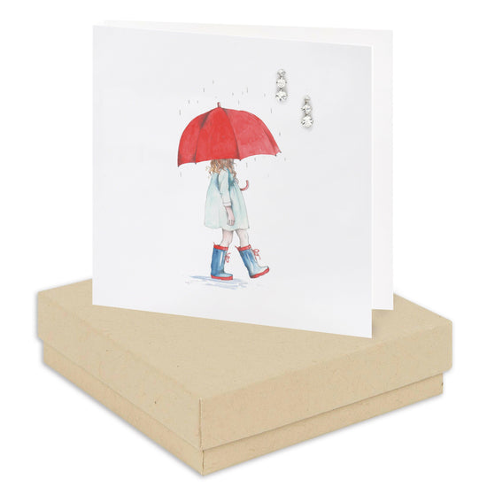 Sterling Silver Drop Stud Earrings Gift-Boxed with Cute Umbrella Card - Crumble and Core