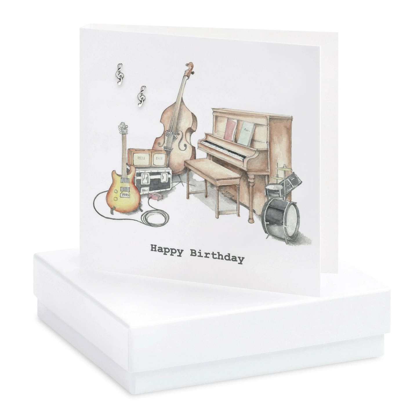 Sterling Silver Treble Clef Earrings - Perfect Gift for Music Lovers Boxed Card Included - Crumble and Core