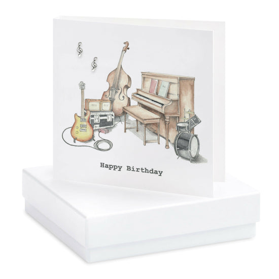 Sterling Silver Treble Clef Earrings - Perfect Gift for Music Lovers Boxed Card Included - Crumble and Core