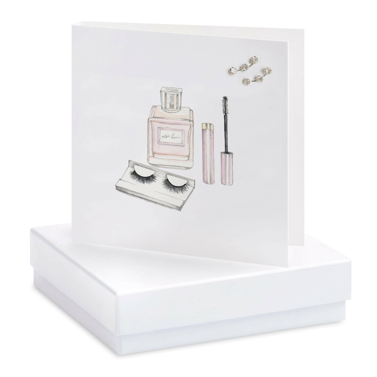 Sterling Silver Crystal Crawler Stud Earrings - Elegant Gift Boxed Makeup Card for Her - Crumble and Core