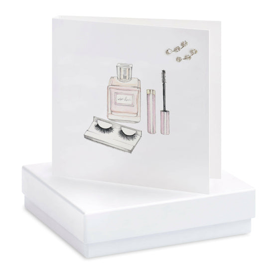 Sterling Silver Crystal Crawler Stud Earrings - Elegant Gift Boxed Makeup Card for Her - Crumble and Core