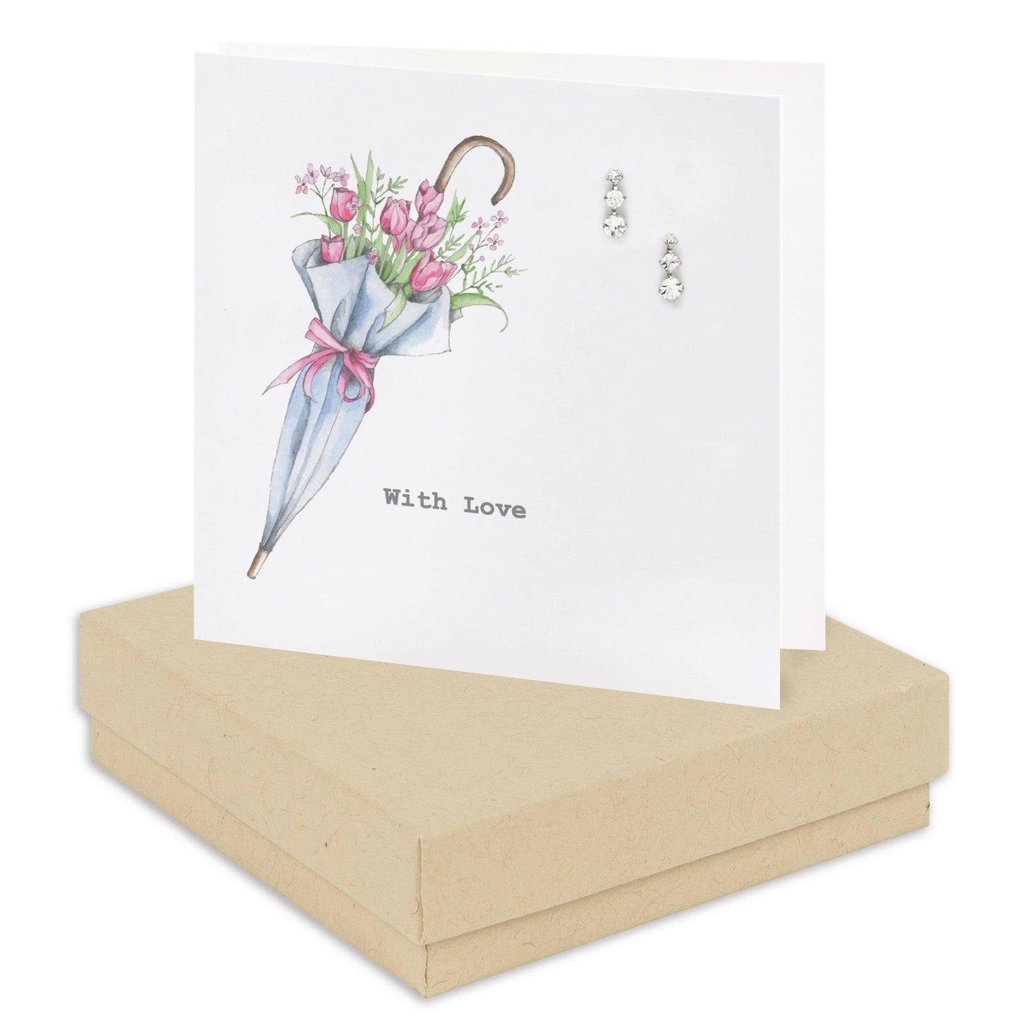 Sterling Silver Drop Stud Earrings Gift Set on Floral Card with Box - Crumble and Core