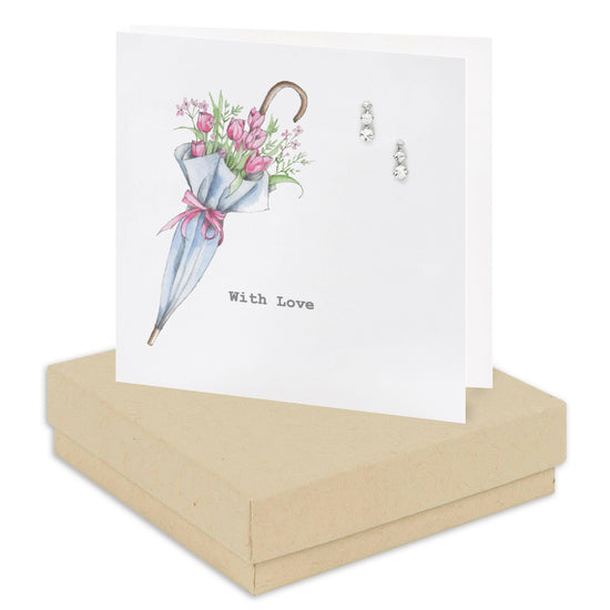 Sterling Silver Drop Stud Earrings Gift Set on Floral Card with Box - Crumble and Core