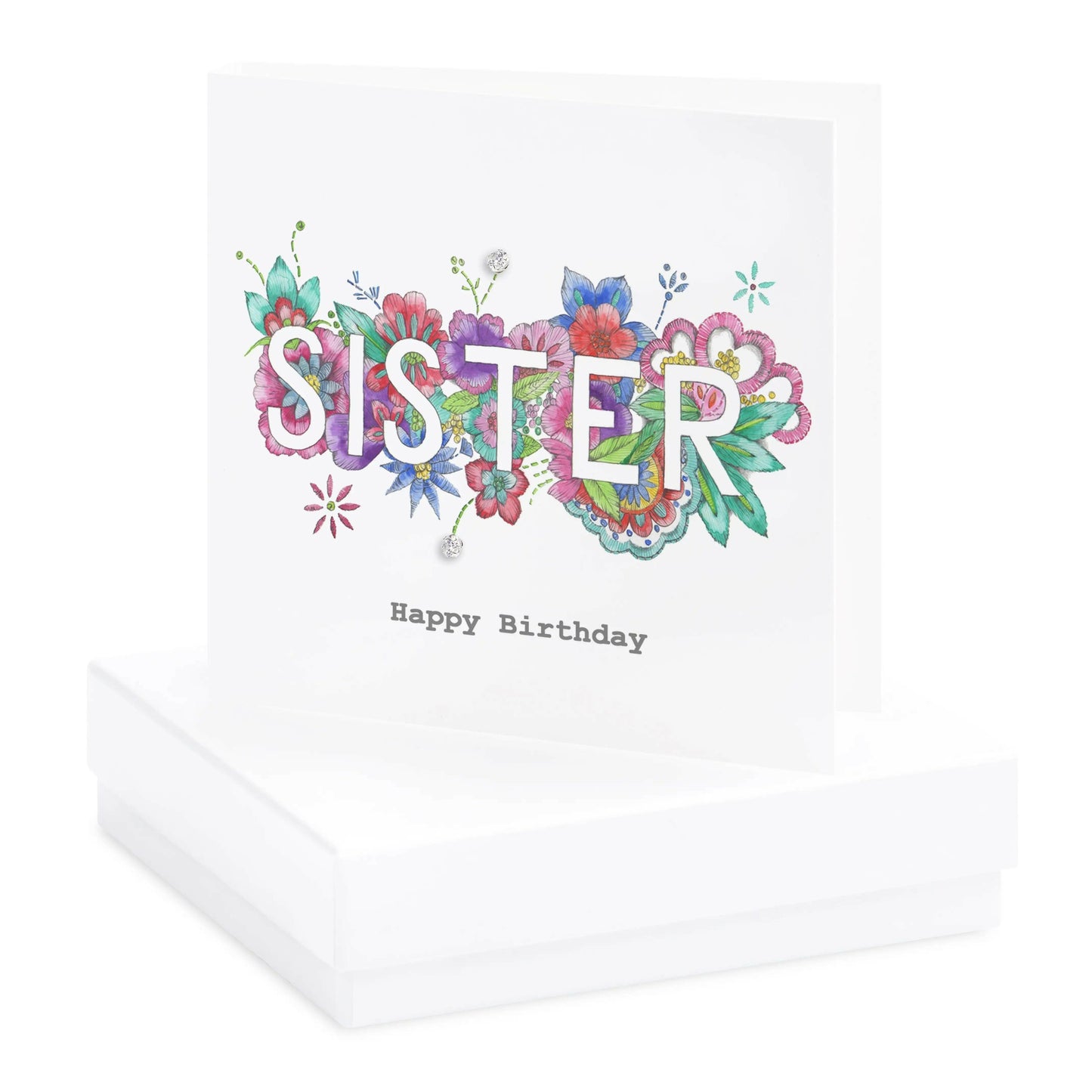 Sterling Silver Stud Earrings Elegant Sister Gift Card and Box - Crumble and Core