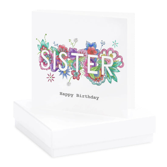 Sterling Silver Stud Earrings Elegant Sister Gift Card and Box - Crumble and Core