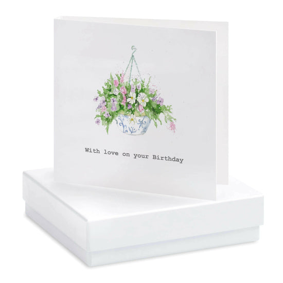 Sterling Silver Stud Earrings with Floral Birthday Card - Gift Card - Elegant Jewellery Gift - Crumble and Core